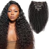 Kit extensões de cabelo cacheado Jerry Curly 65cm clip in 7 peças sintéticas para cabeça completa