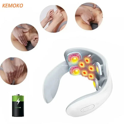 Smart Neck And Back Massager Device Shoulder Neck Massage Cervical Vertebra Vibrator Heating Relieve Pain Muscle Health Care