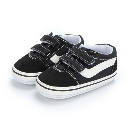 Zapatos Meckior para bebé niño y niña, zapatillas de lona con suela de goma antideslizante y diseño de rayas a cuadros, para primeros pasos, zapatos casuales unisex para bebé.