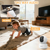 Boykeep 2K Pet Dog Camera with Phone App, 5G/2.4GHz WiFi Indoor Security Baby Camera, 360° Pan & Tilt, 2-Way Audio, Night Vision
