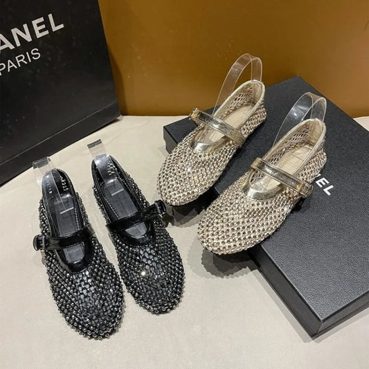 Women Mesh Ballet Flats Sandals New Flats Comfortable Round Toe Shoes Women Ballerina Trend Breathable Casual Walking Sandals