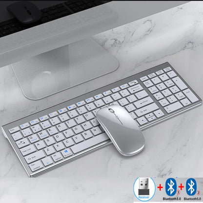 Juego de teclado y ratón Bluetooth recargables Jomaa-Slim, USB 2.4G, inalámbrico, ideal para portátiles y ordenadores. 