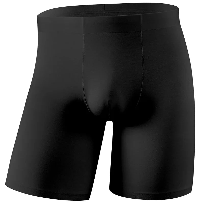 Men Breathable Long Leg Boxer Shorts Sports Big Size Sexy Elastic Mens Panties Cueca Male Ice Silk Seamless Lengthen Short Pants