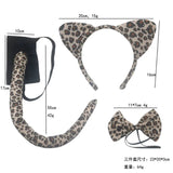 Animal Cat Tiger Cosplay Costume for Boys Girls Headband Clothes Shoes Tail Tutu Skirt Gloves Set for Kids School Performance
