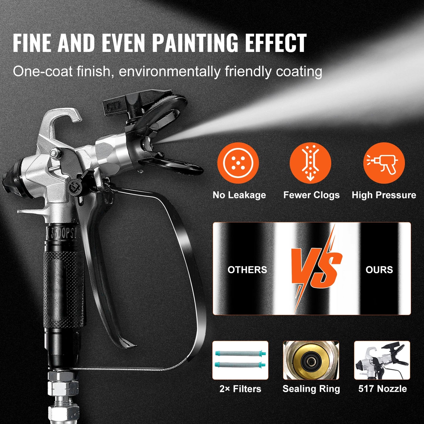 VEVOR - Pulverizador de pintura sin aire, eléctrico con carrito, para muebles y cercas, 950 W, 3000 PSI 