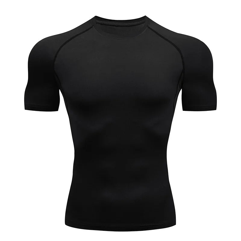 Camiseta de compresión para hombre, transpirable, de secado rápido y con absorción de humedad, ideal para deportes al aire libre.