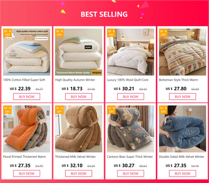 100% Cotton Filled Super Soft Autumn Winter Quilt Lightweight Fluffy Warm Duvets Core Grade A Comfort Quilted Double Comforter
