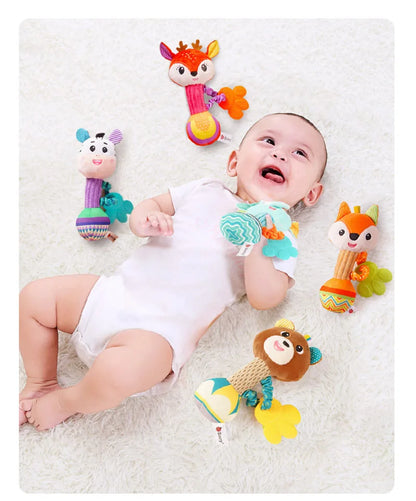 Baby Toys 0 12 Months Rotating Rattle Ball Grasping Activity Baby Development Toy Silicone Teether Sensory Toys for Babies Gifts