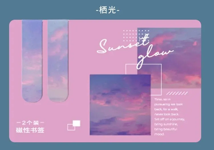 2pcs Forest Landscape Magnetic Bookmark For Pages Books Readers