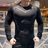 Camiseta de compresión para correr para hombre, ajustada, de manga larga, para entrenamiento y jogging, para gimnasio, Dry Fit Rashgard 