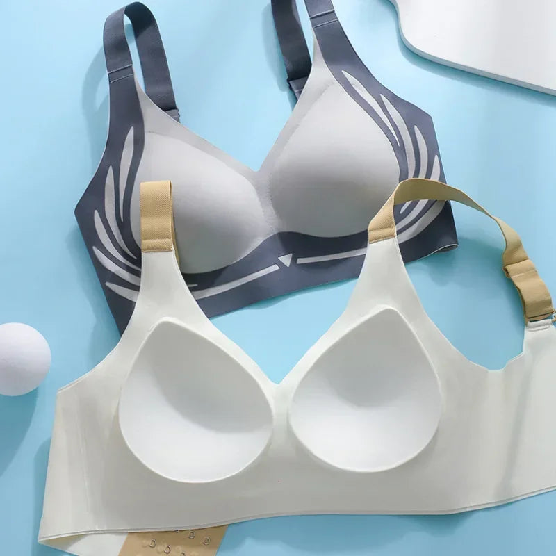 Sujetador Push-up inalámbrico Super Gather para mujer, ropa interior ajustable con soporte suave, sujetador de realce sin costuras antiflacidez