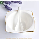 Ceramic Square Plates and Bowl Set Dinner Set Plates and Dishes Bone Porcelain Tableware Phnom Penh Cutlery Kitchen Accessories