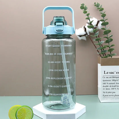 2025 Spring/Summer 2L Large Capacity Outdoor Plastic Bouncing Straw Sports Water Bottle Leak-proof Portable Refill Cups