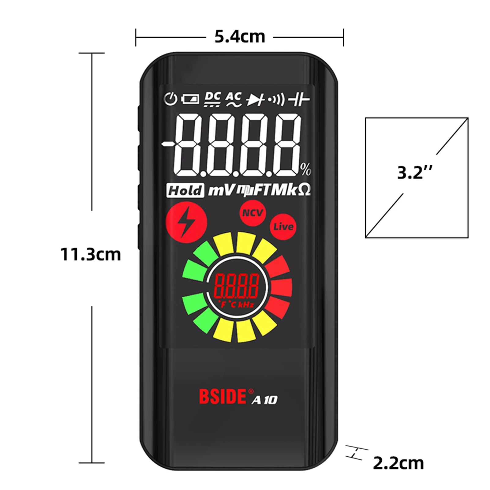 Multímetro EMF inteligente BSIDE S20/A10/A1, 9999 cuentas, recargable, monitor de radiación, voltímetro CA/CC, ohmímetro, prueba