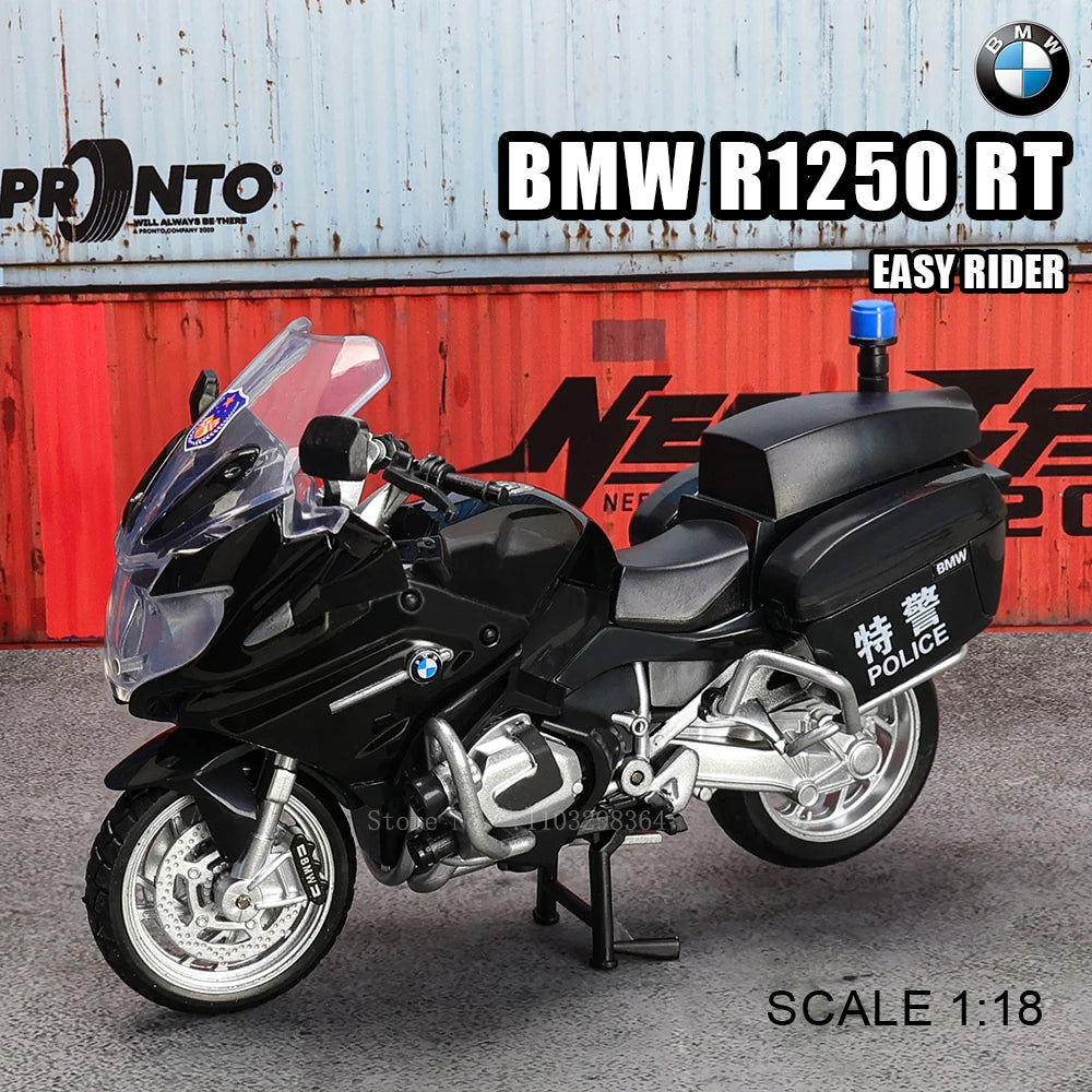 MSZ 1:18 BMW R1250 RT Police Motorcycle Alloy Model Static Die Casting Model Children's Toy Car Motorcycle Model Collection Gift