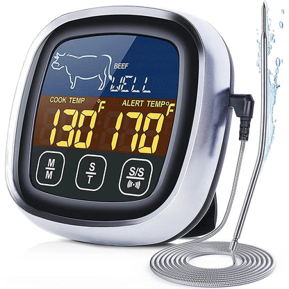 Termómetro digital para cocina, de acero inoxidable, resistente al agua, para carne, para horno y barbacoa.