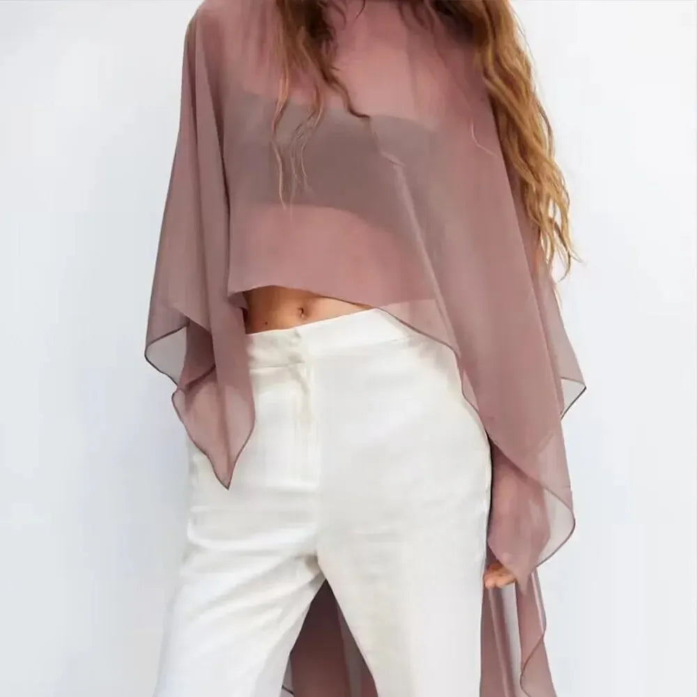 BMURHMZA Spring and Summer Fashion Hot Selling New Asymmetrical Loose Skin-Friendly Sunscreen Sheer Cape