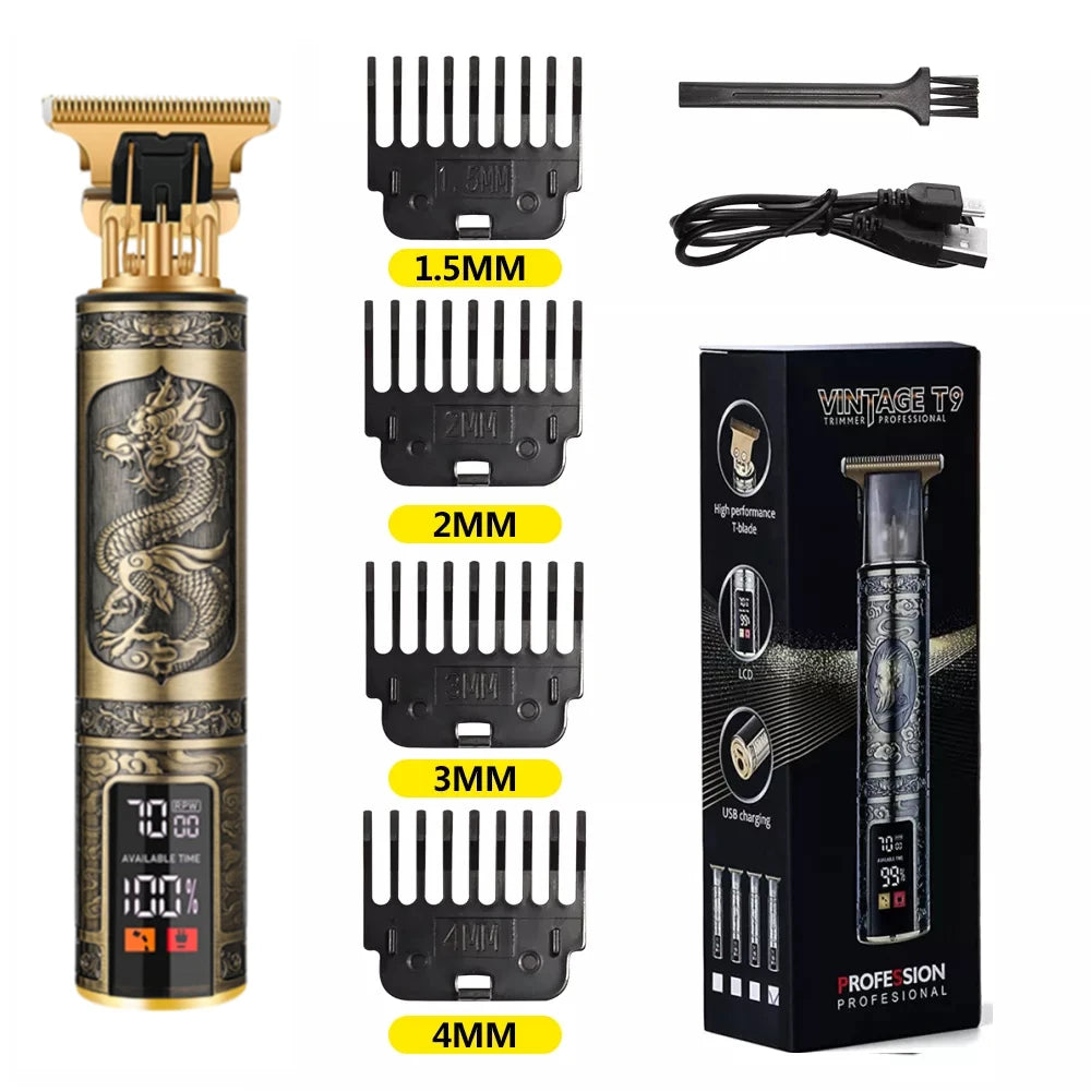 T9 LCD Electric Hair Trimmer Oil Shaving Head Electric Clipper Engraving Electric Clipper Hair Precision Trimmer for Men Care