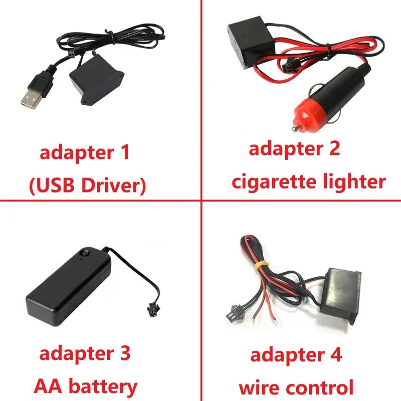 10M/5M/3M Neon LED Car Interior Decorative Lamps Strips USB Drive For DIY Decorative Dashboard Console Ambient Light Cold Light