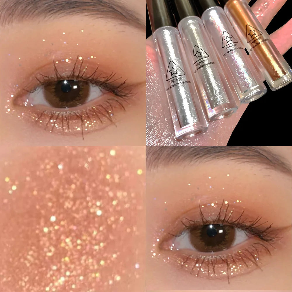 Shiny Liquid Eyeshadow High Pigments Waterproof Lasting Not Easy To Fade Pearl Glitter Portable Delicate Women's Eye Makeup Gift