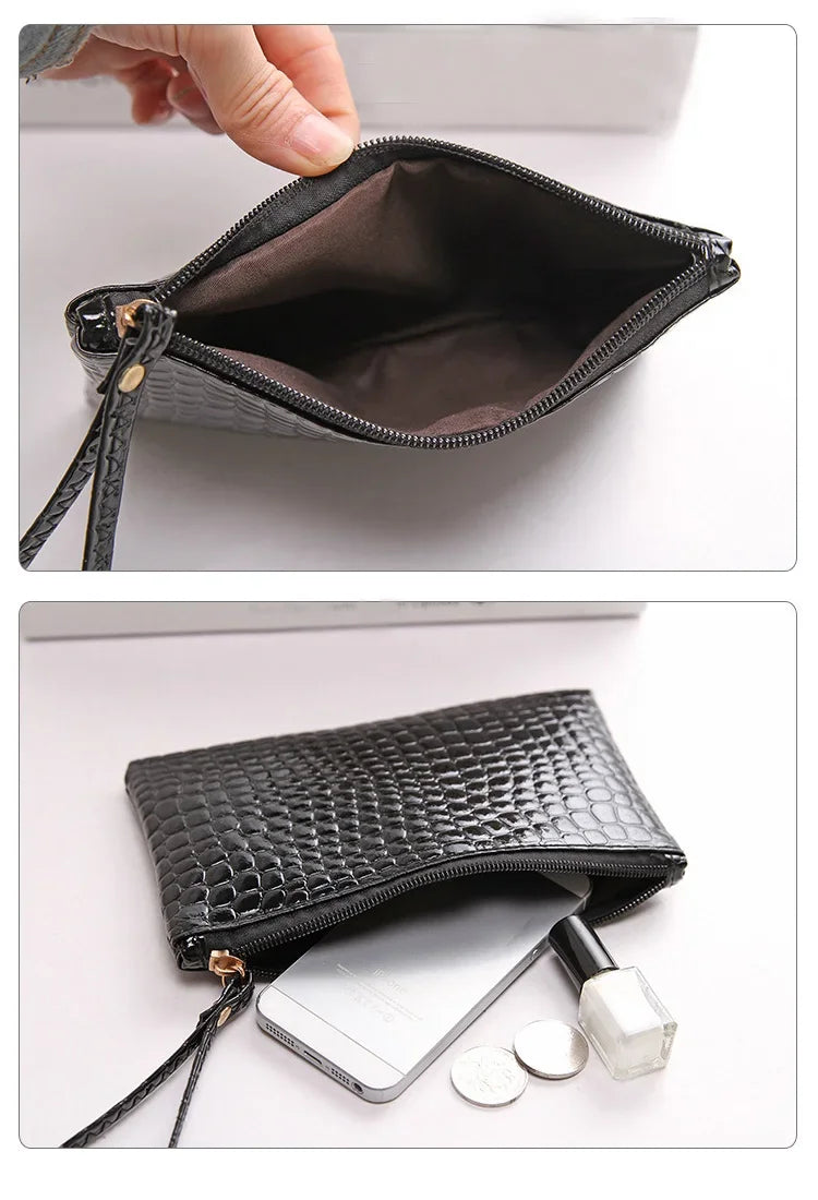 Women Black Cosmetic Bag Zipper Small Makeup Bag Traveling Neceser Ladies Cosmetics Clutch Purse Toiletry Organizer Case Pouch