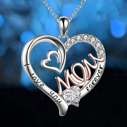 Collar con colgante de flor de amor para el Día de la Madre, cumpleaños, mamá, letra, chapado en oro, joyería de aleación plateada.