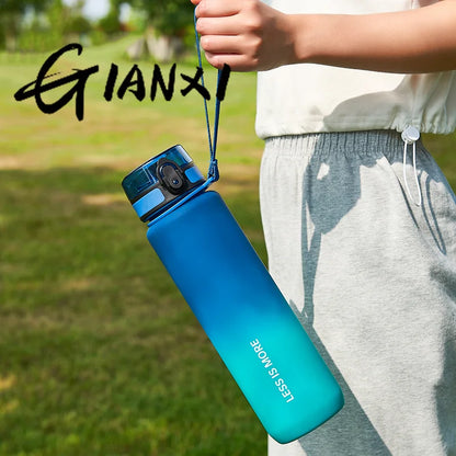 Large Capacity Sports Water Bottle Leak proof Gradient Color Plastic Cup Drinking Outdoor Travel Portable Gym Fitness Jugs