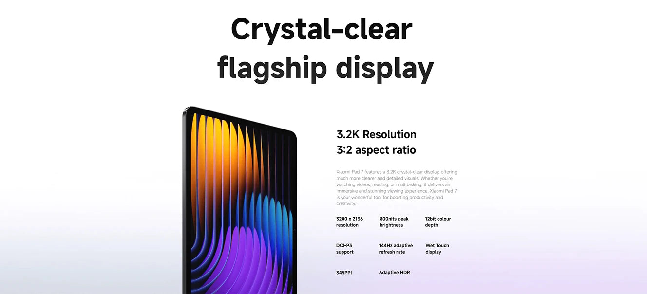 Tablet Xiaomi Pad 7 Versão Global 11.2" 3.2K 144Hz - Snapdragon 7+ Gen 3 | Bateria 8850mAh & Câmara 13MP