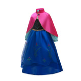 Disney Frozen Princess Anna Dress with Fuchsia Cape Girls Snow Queen Elsa's Sister Costume Play Toddler Carnival Royal Frocks