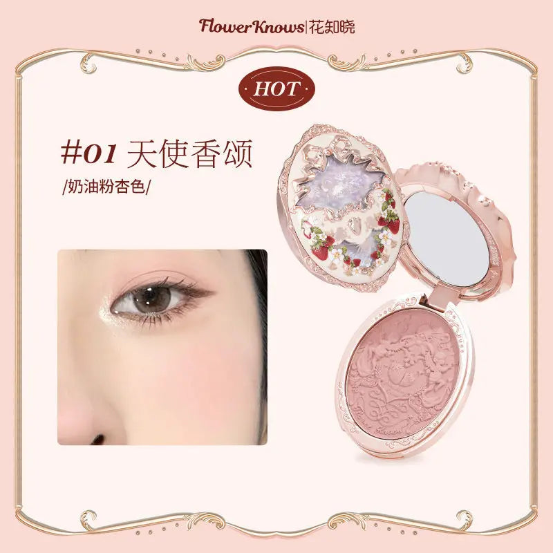Flower Knows Unicorn Embossed Blush Palette Long Lasting and Easy To Apply Matte Natural Brightening Swell Blush Makeup Maquiage