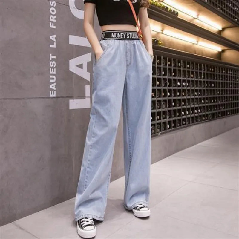 2026 Spring Summer New Korean Elegant Splicing Short Sleeved Shirt+Jeans Two Piece Suit Women Chic Top Denim Pants Matching Set