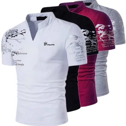 Camisa polo masculina camisa de golfe estampas gráficas com decote em v ao ar livre rua manga curta impressão roupas esportes moda streetwear designer