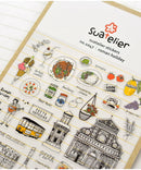 Suatelier City Stickers Korea Scrapbooking DIY Deco Sticker Junk Journal Supplies Planner Diary Photo Album Craft Material