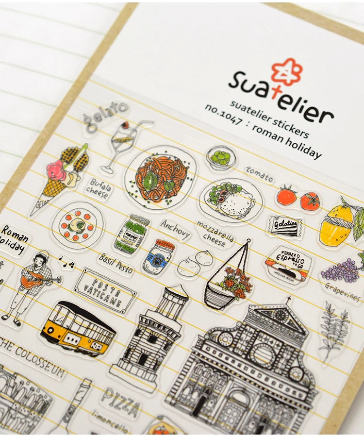 Suatelier City Stickers Korea Scrapbooking DIY Deco Sticker Junk Journal Supplies Planner Diary Photo Album Craft Material