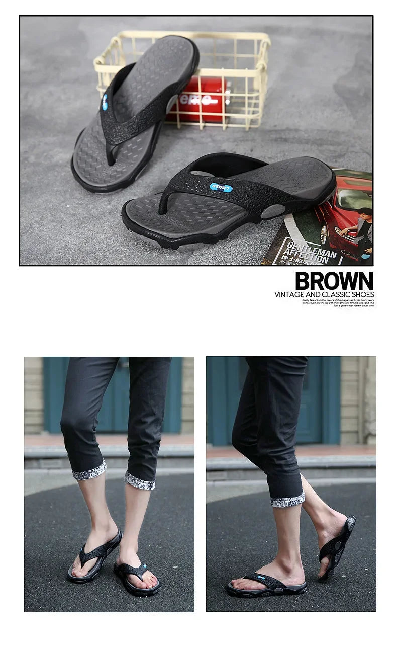 Men's Summer 2025 Trendy Flip-Flops Beachwear Slippers Anti-slip Deodorant Casual Shoes Plastic Slip-On Sandals for Adults
