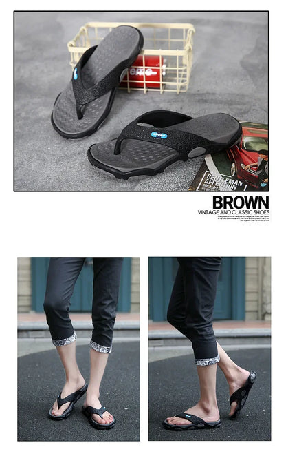 Men's Summer 2025 Trendy Flip Flops Beachwear Slippers Anti-slip Deodorant Casual Shoes Plastic Slip-On Sandals for Adults