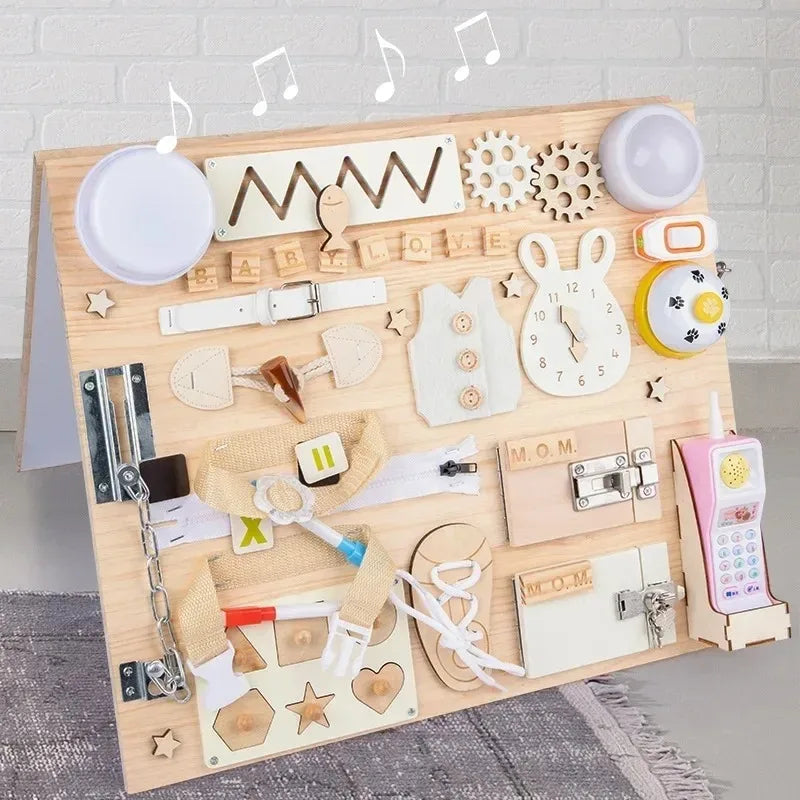 1 piece DIY Montessori Busy Board for Children's Handmade Early Education Toys Life Skills Training DIY Wooden Business Board
