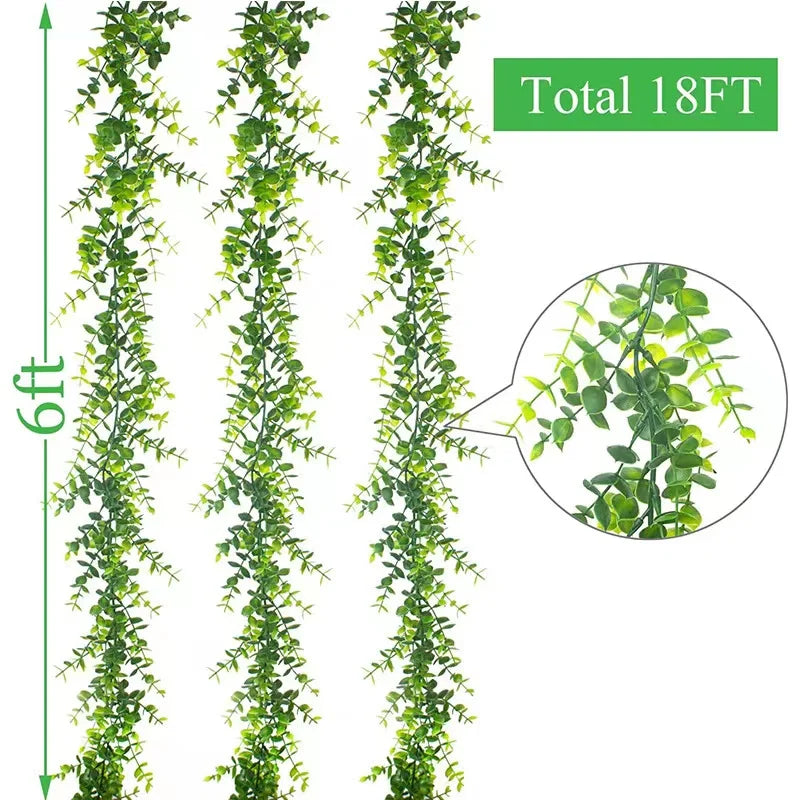 Artificial Plant Vines Wall Hanging Rattan Leaves Branches Outdoor Garden Home Decoration Plastic Fake Silk Leaf Green Plant Ivy