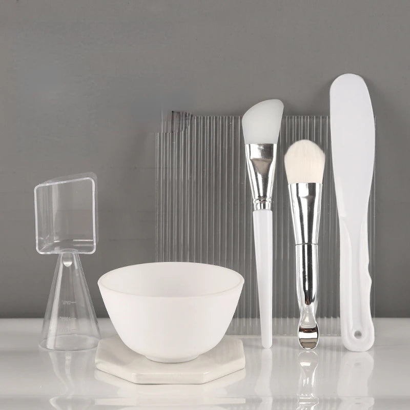 DIY Facial Mask Bowl Brush Set Soft Glue Silicone Home Made Diaphragm Bowl Spa Beauty Makeup Skin Care Tools 3Pcs Set