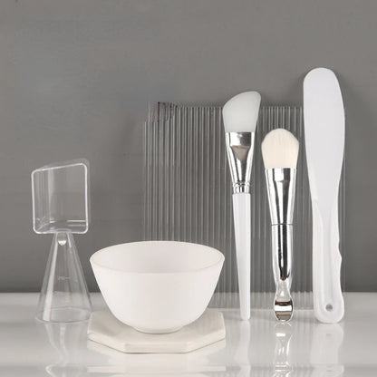 DIY Facial Mask Bowl Brush Set Soft Glue Silicone Home Made Diaphragm Bowl Spa Beauty Makeup Skin Care Tools 3Pcs Set