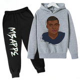 Conjunto de sudadera con capucha para niños, conjunto de sudadera y pantalones con estampado de Mbappe, ropa deportiva de 2 piezas para niños y niñas, primavera y otoño