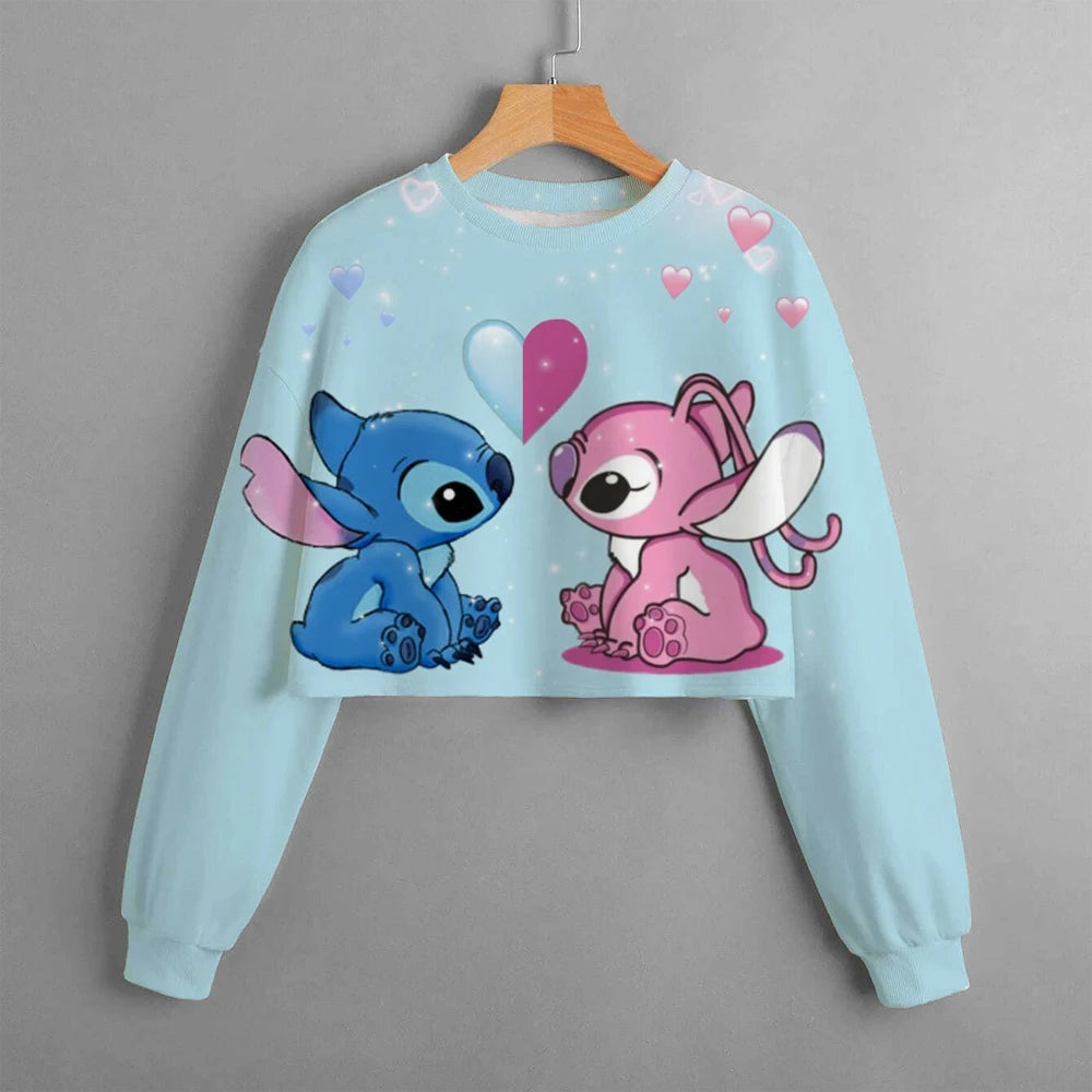Casual New Spring and Autumn Disney Classic Children's Clothing Print Girls Short Hoodie Sweater Stitch Comfortable and Cute Top