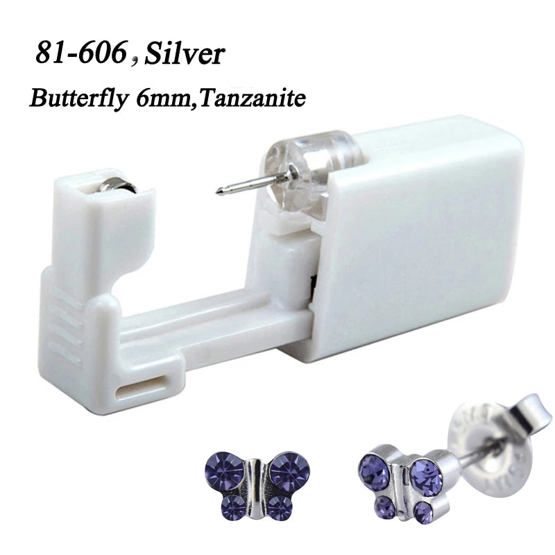 1 peça 316l aço cirúrgico descartável esterilizado unidades de piercing de orelha ferramentas de arma com brinco de cristal cz joias de piercing corporal