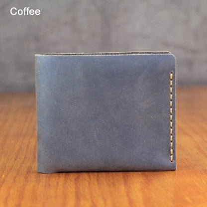 Luxury Handmade Genuine Leather Men Wallet Bifold Purse Male Wallets Short Money Clip Vintage Leather Money Bag with zip pocket