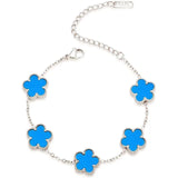 Stainless Steel Clover Bracelet for Women 14k Gold Silver Five Leaf Flower Delicate Lucky Link Bracelets Jewelry for Girls 