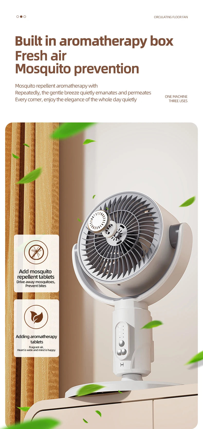F1 Air Turbine Circulation Fan Floor-standing Fans Adjustable Air Circulating Fan Adjustable Height Timing Control Rechargeab