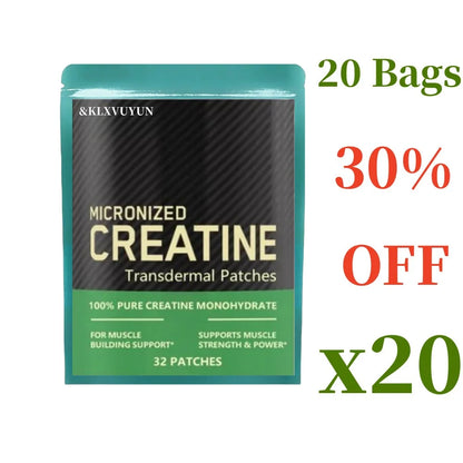 Creatine Monohydrate Transdermal Patches- Support Muscles, Cellular Energy and Cognitive Function - 32 Patches/bag