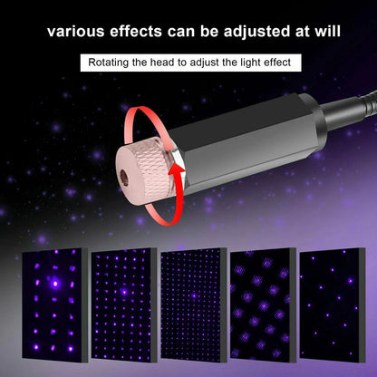 Car Roof Room Ceiling Decor Plug and Play Car Romantic LED Starry Sky Night Light 5V USB Powered Galaxy Star Projector Lamp