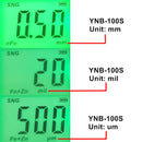 Medidor de espesor de película digital Yunombo con retroiluminación LCD, medidor de espesor de pintura para automóviles, medidor de espesor de revestimiento, nueva versión YNB-100S