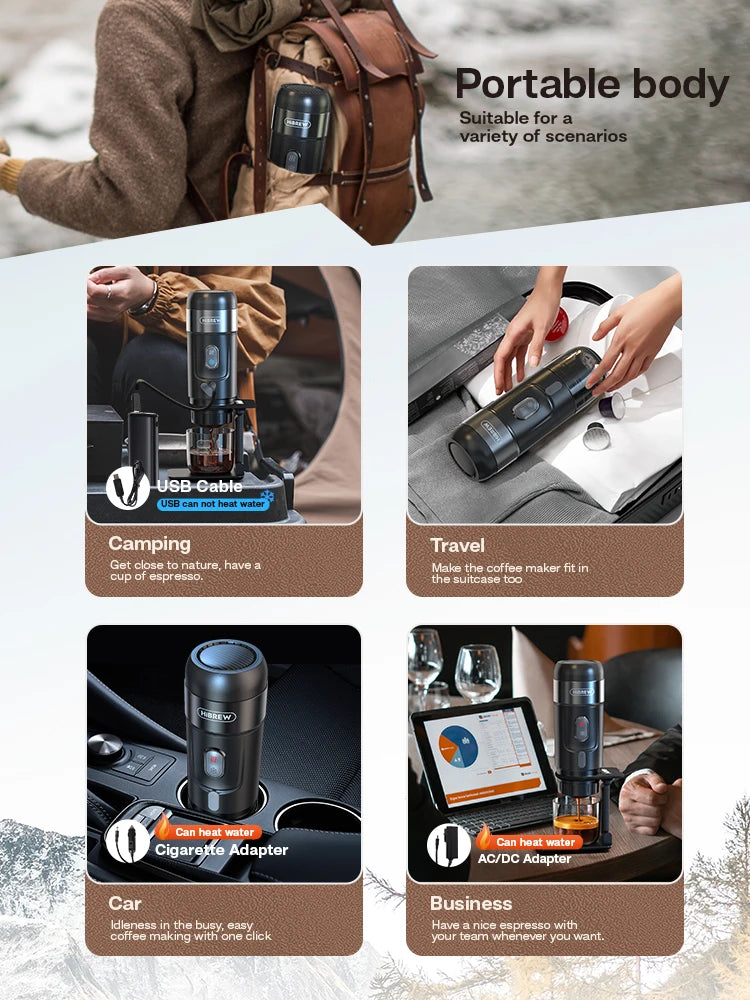 HiBREW Portable Coffee Machine for Car & Home, DC12V Espresso Coffee Maker Fit Nespresso Dolce Pod Capsule Coffee Powder H4A